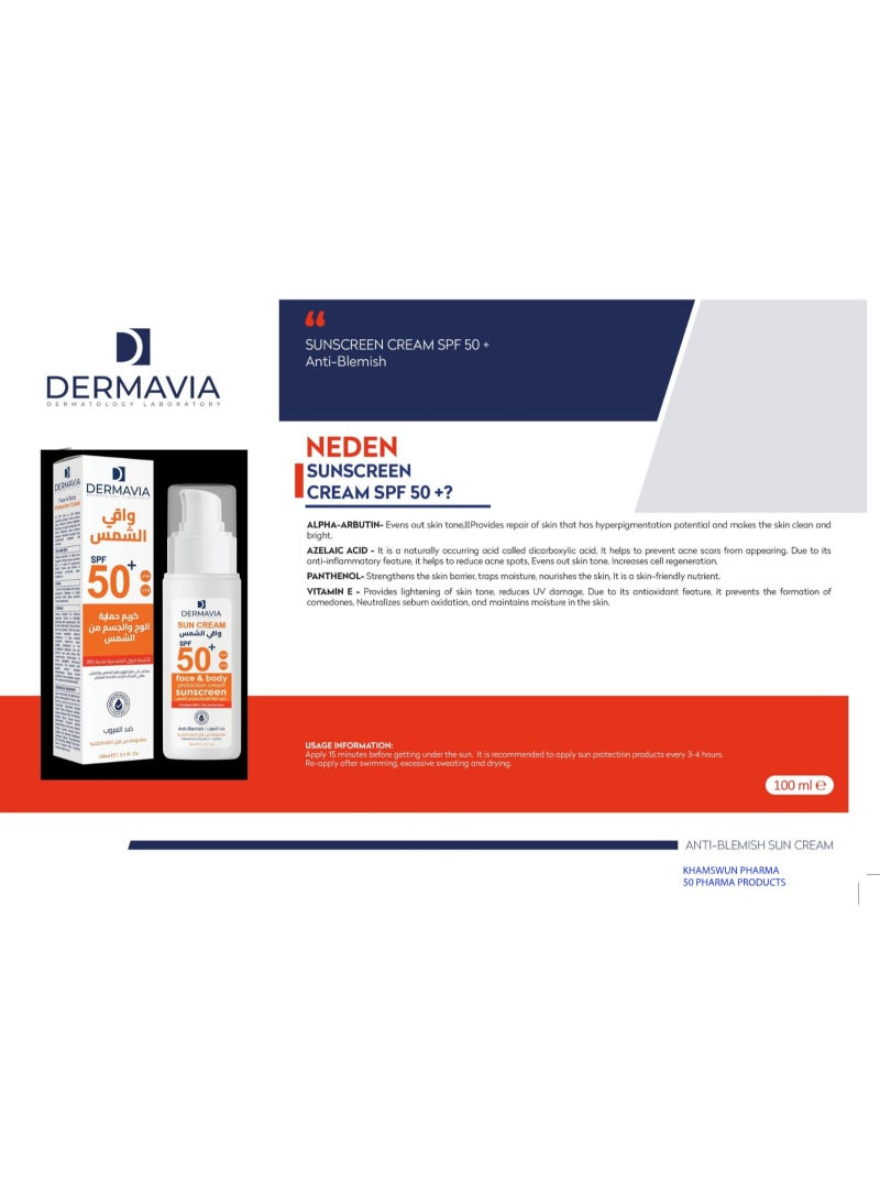 Dermavia Sun Cream Anti-Blemish Spf 50+ 100Ml - Image 2